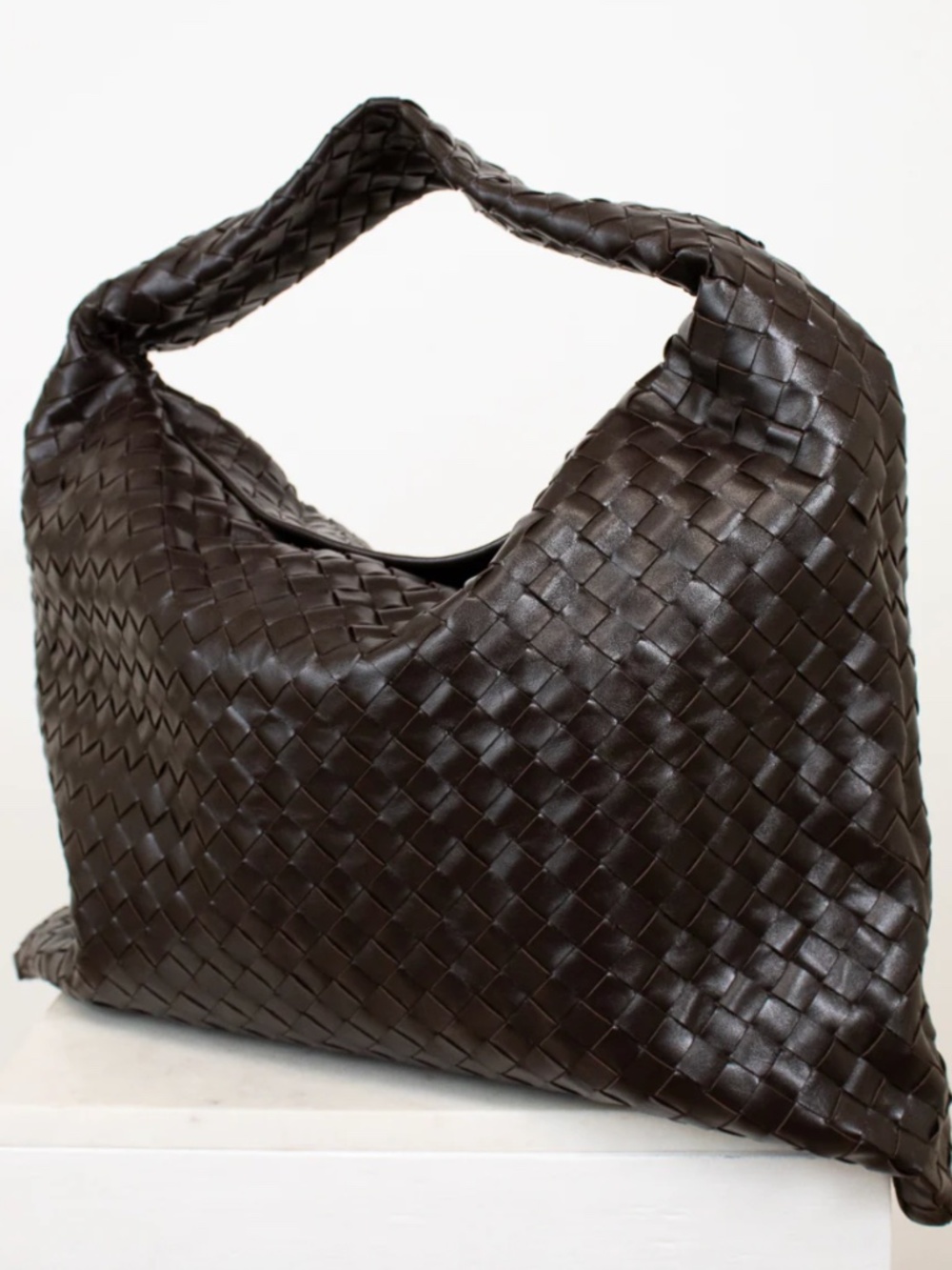 Bottega Veneta Hop Hobo Intrecciato Leather Brown